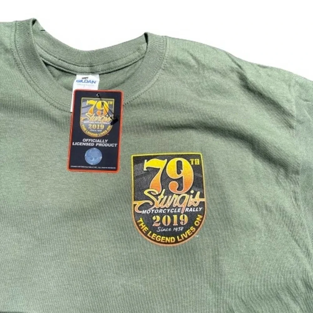 SALE!!⏱ Sturgis Motorcycle Rally T-Shirt - Army Green 2019 NWT - L - Picture 4 of 4